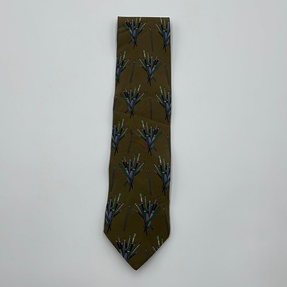 Paint brush print 100% silk necktie